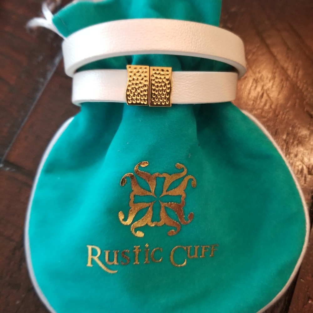 Rustic Cuff white double wrap bracelet